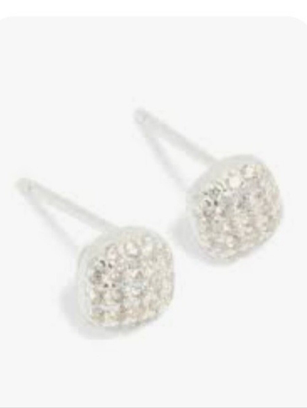 LOVISA Pave Cubic Zirconia Sterling Silver 925 Stud Earrings Rounded Squares NEW